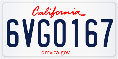 CA license plate 6VGO167