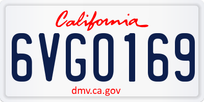 CA license plate 6VGO169