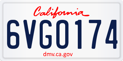 CA license plate 6VGO174