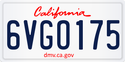 CA license plate 6VGO175