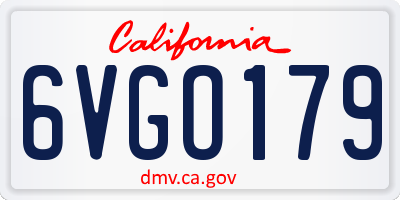 CA license plate 6VGO179