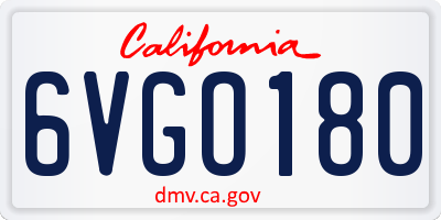 CA license plate 6VGO180