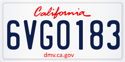 CA license plate 6VGO183