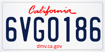 CA license plate 6VGO186