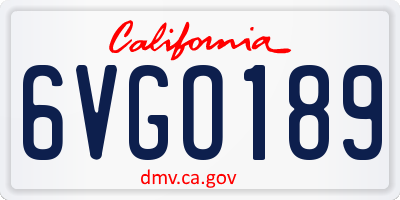 CA license plate 6VGO189