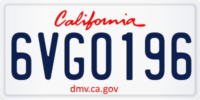 CA license plate 6VGO196
