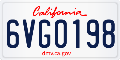 CA license plate 6VGO198