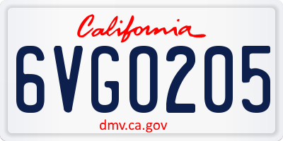 CA license plate 6VGO205