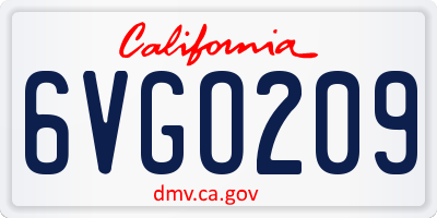 CA license plate 6VGO209