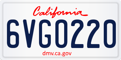 CA license plate 6VGO220