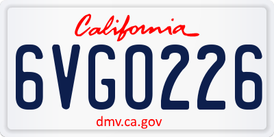 CA license plate 6VGO226