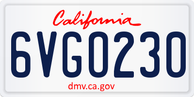 CA license plate 6VGO230