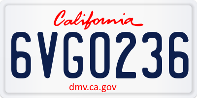 CA license plate 6VGO236