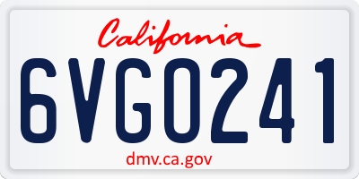 CA license plate 6VGO241