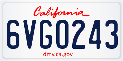 CA license plate 6VGO243