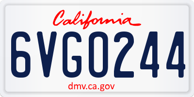 CA license plate 6VGO244