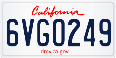 CA license plate 6VGO249