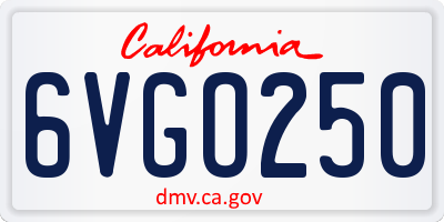CA license plate 6VGO250