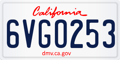CA license plate 6VGO253
