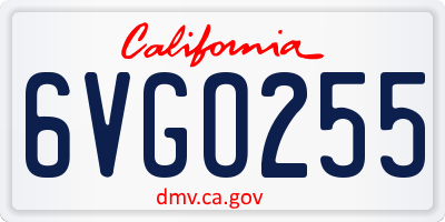 CA license plate 6VGO255