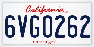 CA license plate 6VGO262
