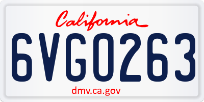 CA license plate 6VGO263