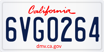 CA license plate 6VGO264