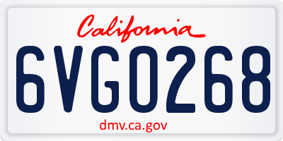 CA license plate 6VGO268