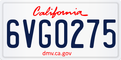 CA license plate 6VGO275