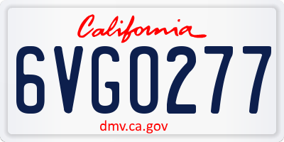 CA license plate 6VGO277