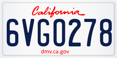 CA license plate 6VGO278