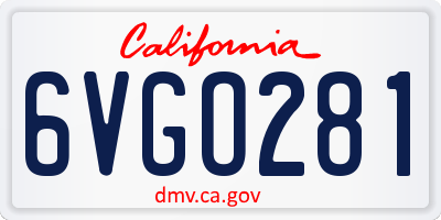 CA license plate 6VGO281
