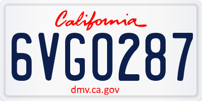 CA license plate 6VGO287