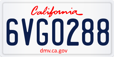 CA license plate 6VGO288