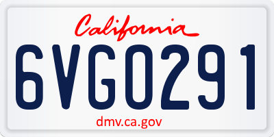 CA license plate 6VGO291