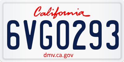 CA license plate 6VGO293