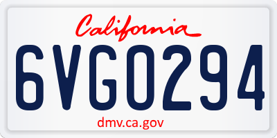 CA license plate 6VGO294