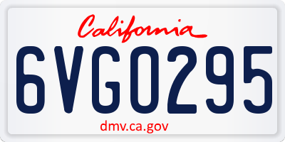 CA license plate 6VGO295