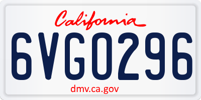 CA license plate 6VGO296