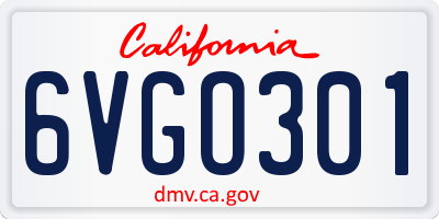 CA license plate 6VGO301