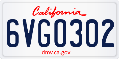 CA license plate 6VGO302