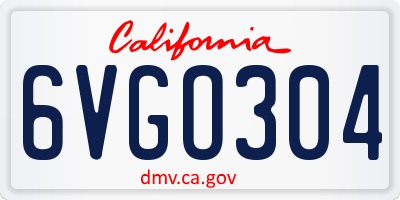 CA license plate 6VGO304
