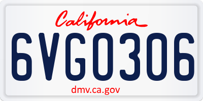 CA license plate 6VGO306