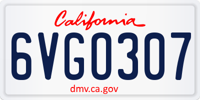 CA license plate 6VGO307