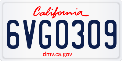 CA license plate 6VGO309