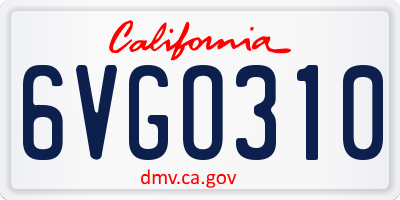 CA license plate 6VGO310