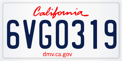 CA license plate 6VGO319