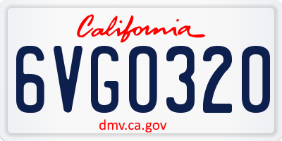 CA license plate 6VGO320