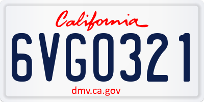CA license plate 6VGO321
