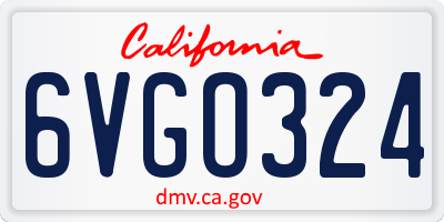 CA license plate 6VGO324